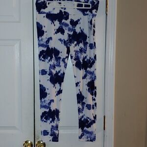 No Connect tie dye blue white ribbed stretch leggings Sz Xl
